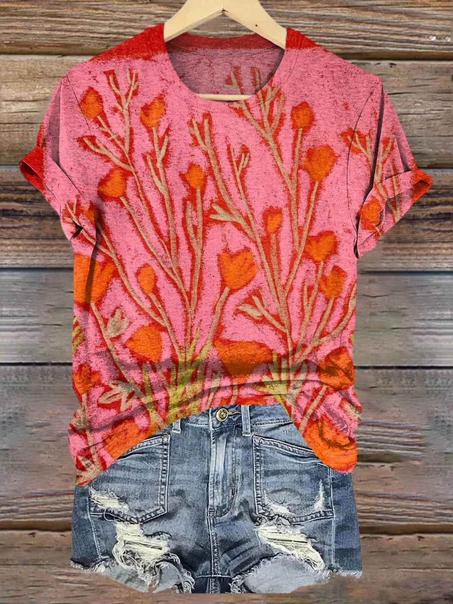Floral Art Print T-Shirt