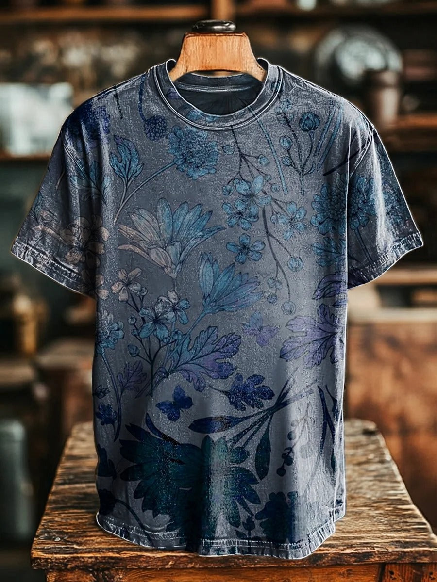 Women's Vintage Ethnic Floral Art Print Casual Cotton And Linen Shirt