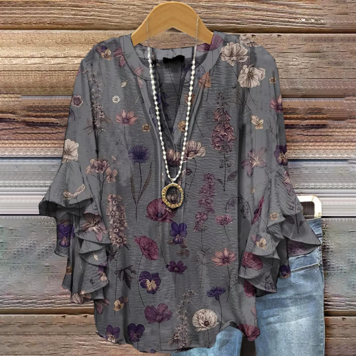 Women's Art Painting Hippie Print V-Neck T-Shirt