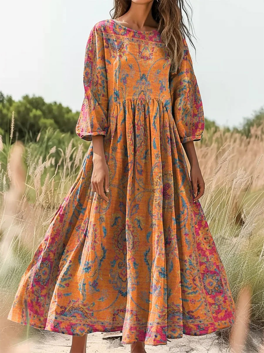 Women's Retro Ethnic Totem Art Pattern Print Casual Cotton And Linen Shirt