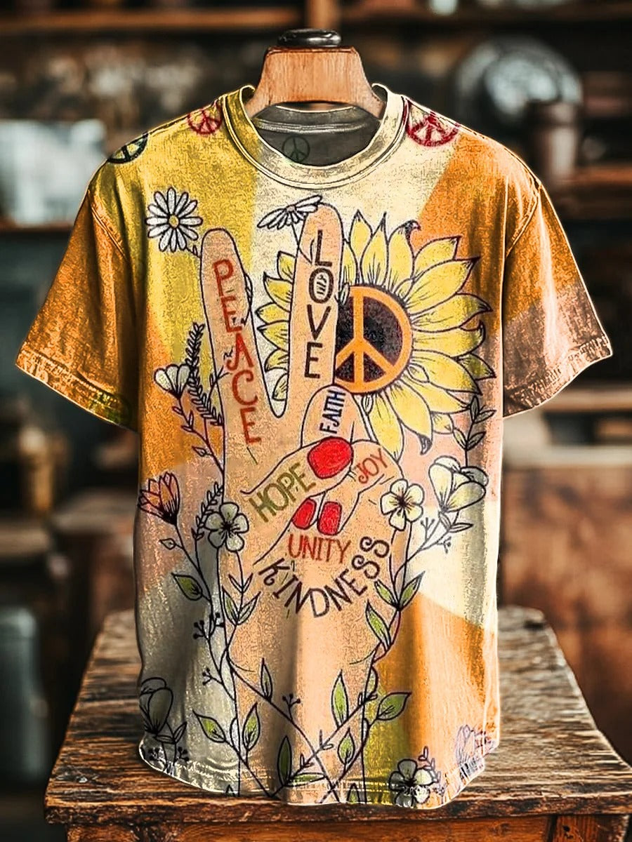 Women's Hippie Art Print Casual Cotton And Linen Shirt