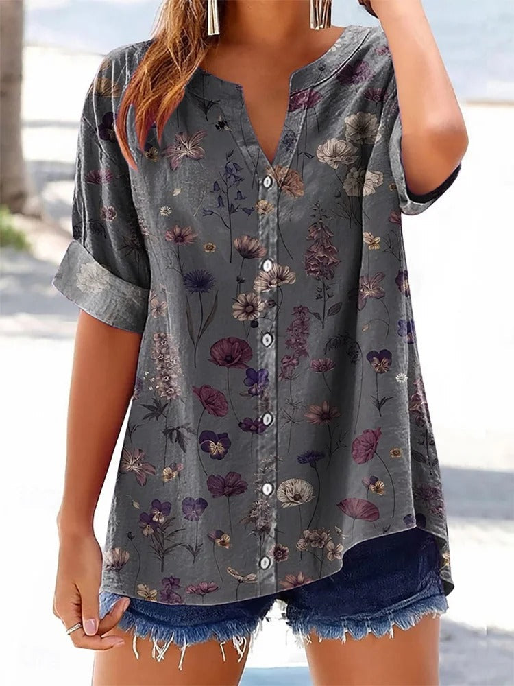 Women's Art Painting Hippie Print V-Neck T-Shirt