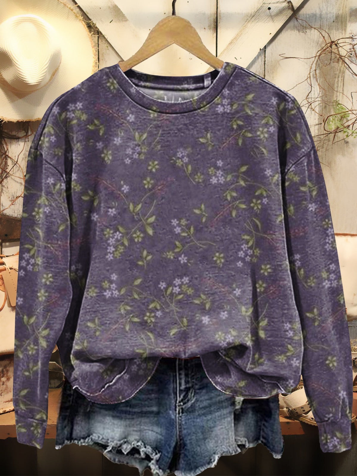 Women's Vintage Floral Art Print Pocket Cotton Dress