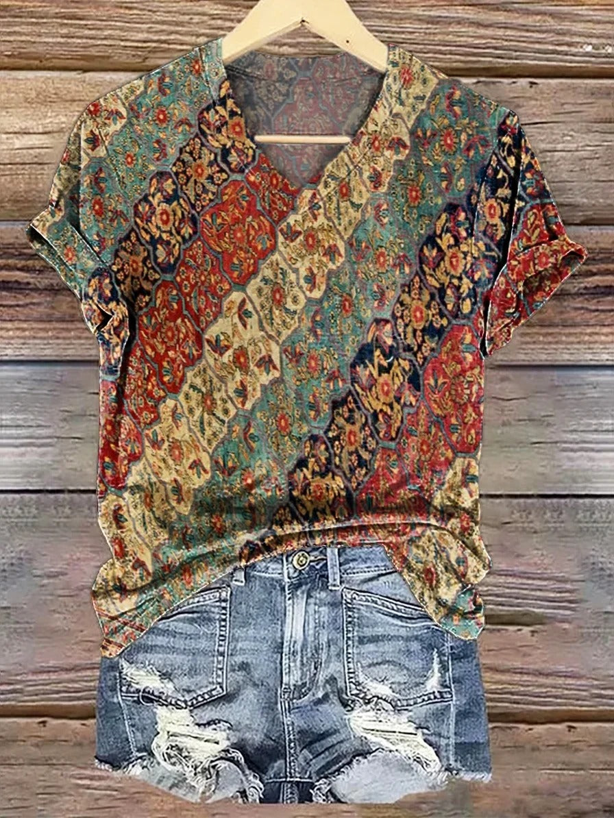 Women's Bohemian Ethnic Totem Art Print Sleeveless Cotton Pocket Dress