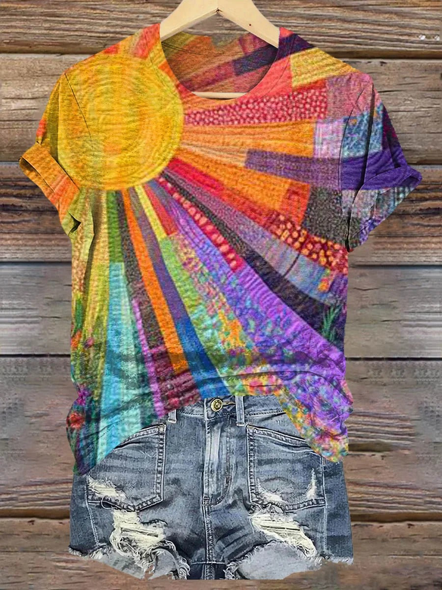 Colorful Checkered Print Casual Sweatshirt