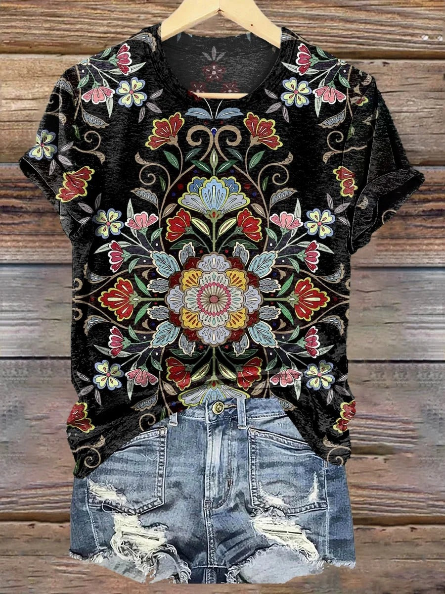 Floral Art Print T-Shirt