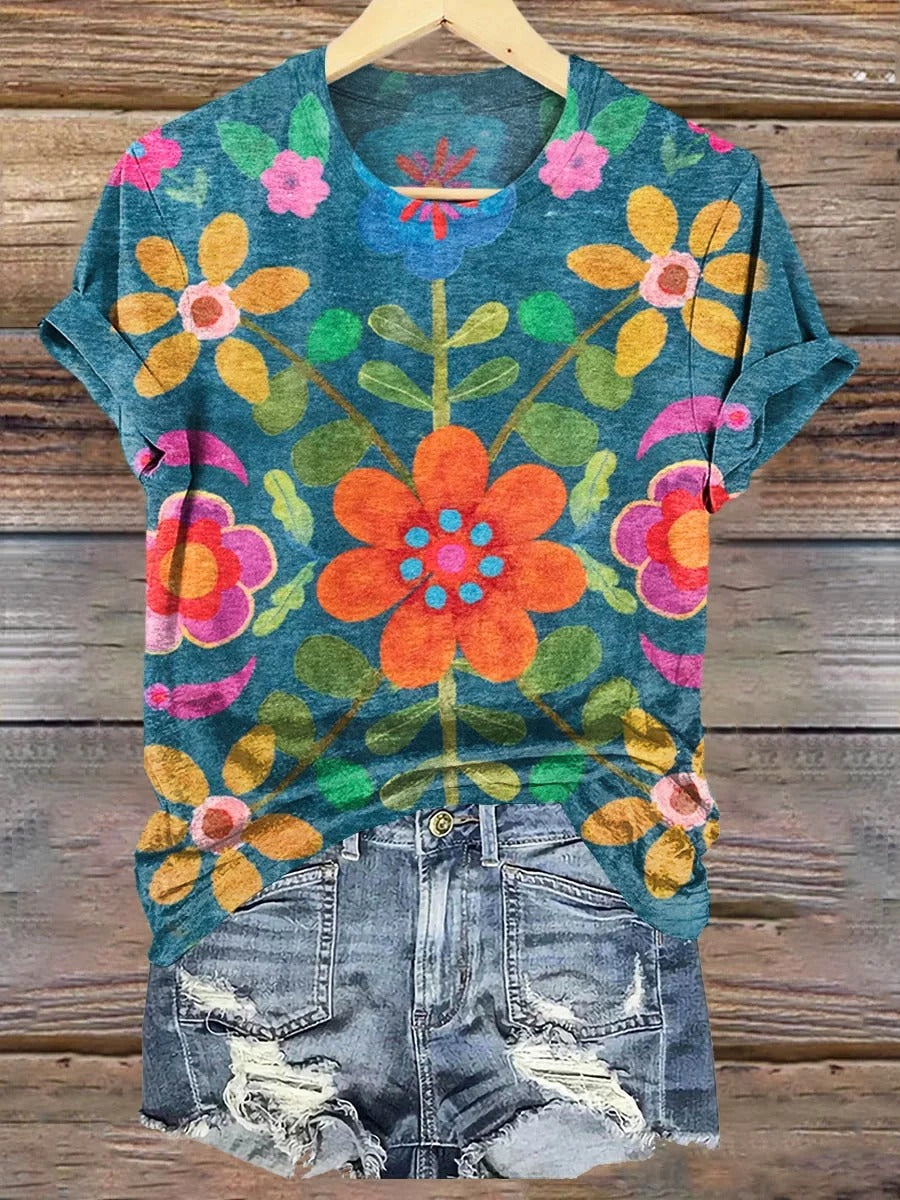 Floral Art Print T-Shirt