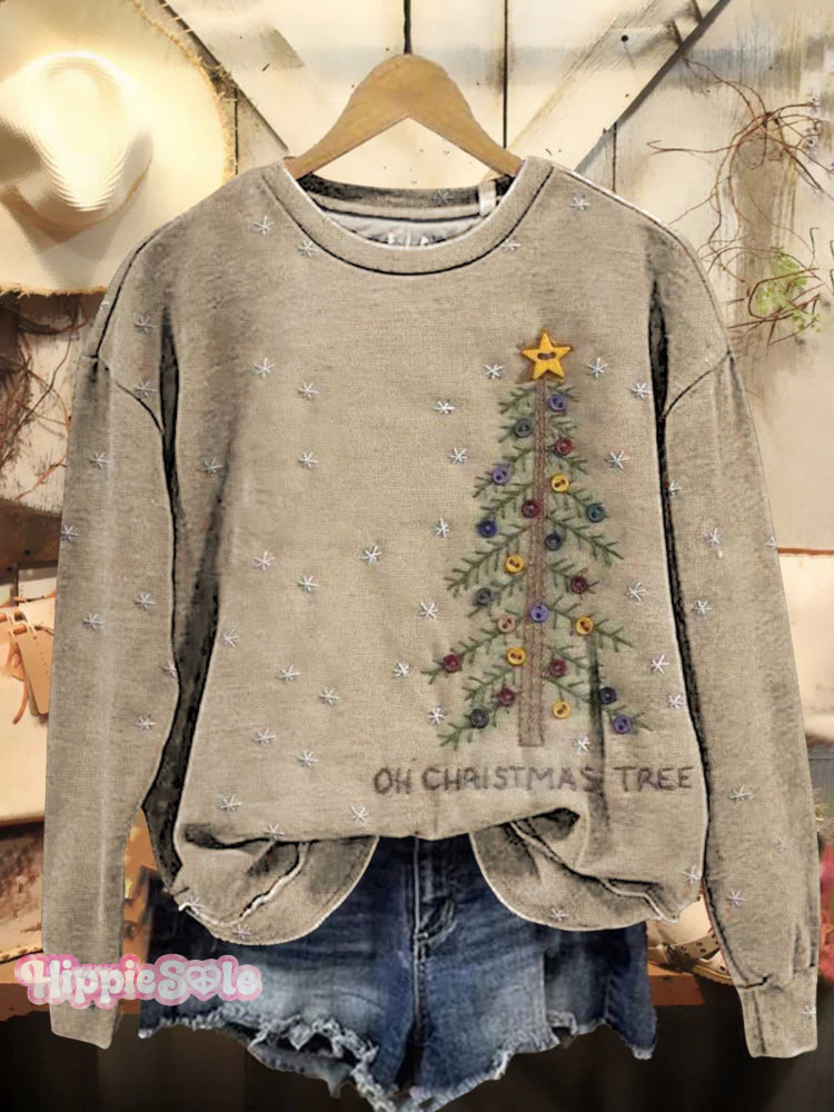 Retro Christmas Tree Casual Sweatshirt