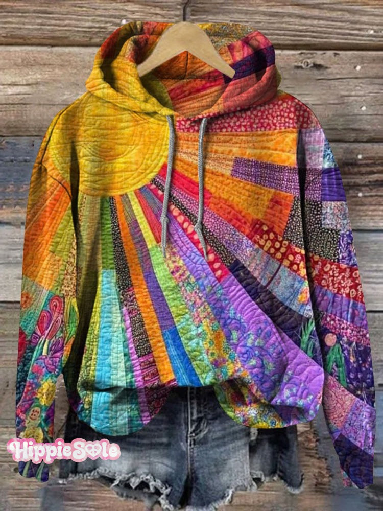Colorful Checkered Print Casual Sweatshirt