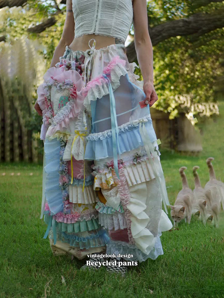 Cute Custom Floral Patchwork Art Pants