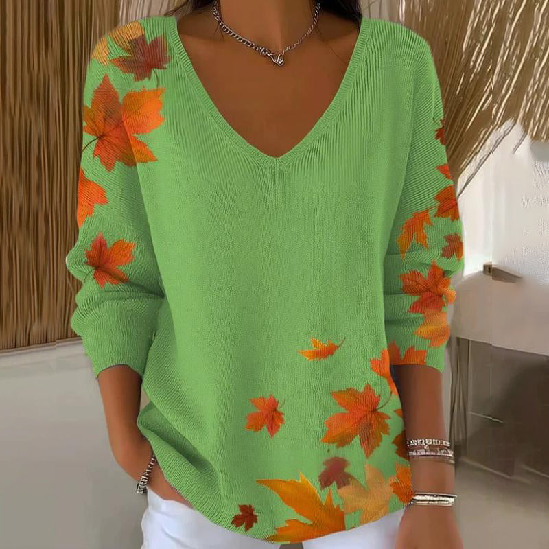 Knitted sweater with long sleeves