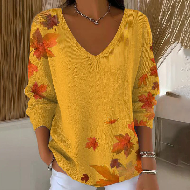 Knitted sweater with long sleeves