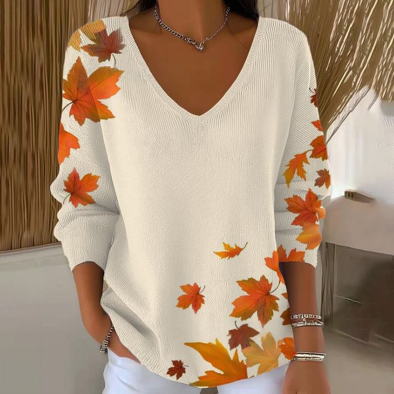 Knitted sweater with long sleeves