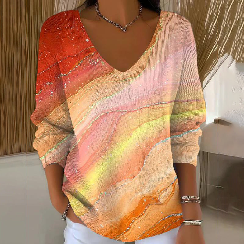 Knitted sweater with long sleeves